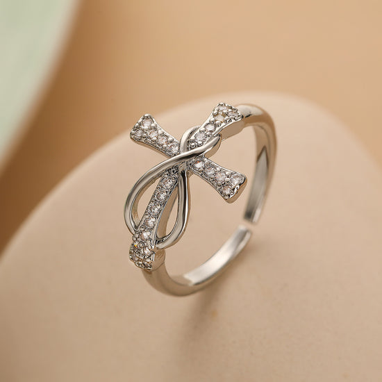 Simple Color Matching Copper Ring Fashion Cross Evil Rings For Women Girl Finger Accessories Party Jewelry Gift - Artigo Importado
