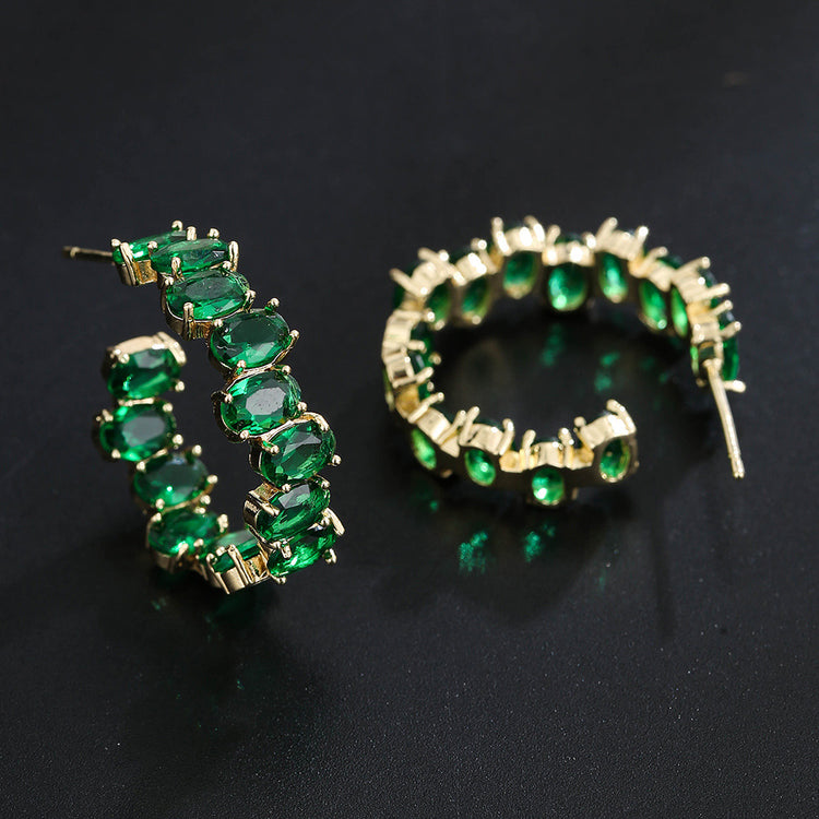 Exaggerated Temperamental Zircon C- Shaped Eardrop Earring Women - Artigo Importado