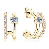 New S925 Sterling Silver Diamond Ear Stud Earring Women - Artigo Importado