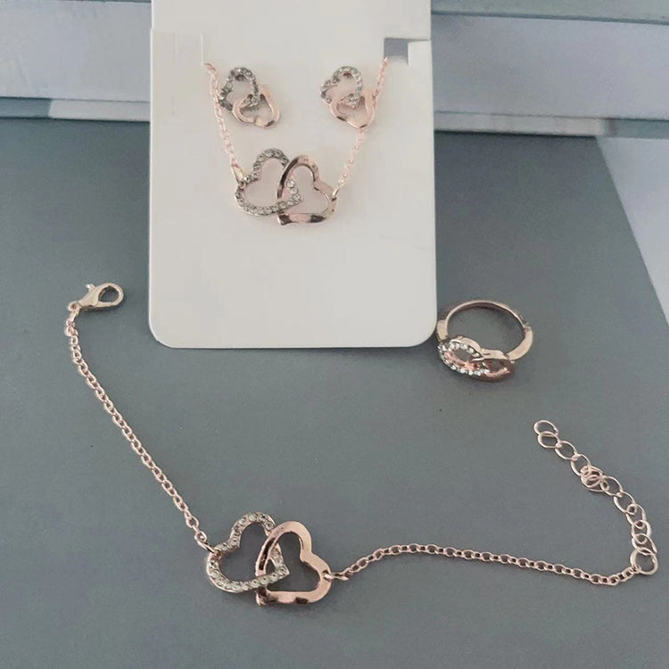 5PCS Fashion Butterfly Pendants Necklace Earrings Ring Bracelet Sets For Women Jewelry Set Bridal Wedding Jewelry Gift - Artigo Importado