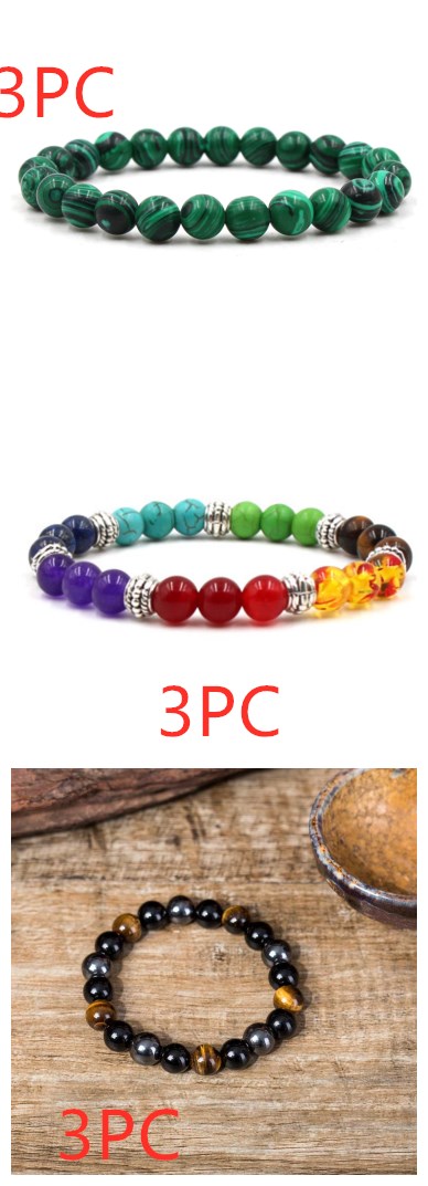 Classic Black Matte Green Malachite Bracelets Suitable Women Men Elastic Strand Jewelry - Artigo Importado