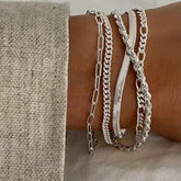 5pcs Silver Bracelets For Women, 14K Silver Plated Dainty Bracelets Set For Women Trendy Adjustable Stackable Bracelets - Artigo Importado