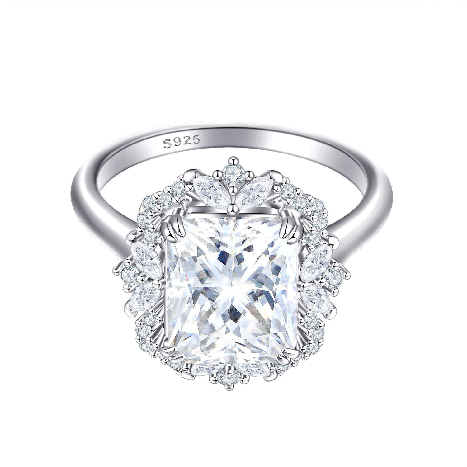 4 Karat Zircon 810 Square Diamond Sterling Silver Ring For Women - Artigo Importado