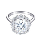 4 Karat Zircon 810 Square Diamond Sterling Silver Ring For Women - Artigo Importado