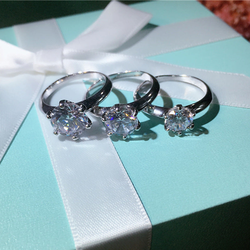 S925 Sterling Silver Solitaire Diamond Solitaire Diamond Ring 123 carat Diamond Ring Wedding Engagement Ring Women - Artigo Importado
