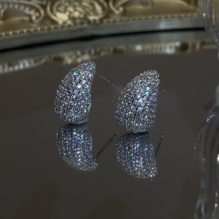 Fashion Jewelry Vintage Chunky Dome Drop Earrings For Women Glossy Stainless Steel Thick Zircon Inlaid Teardrop Earring Earrings Women - Artigo Importado