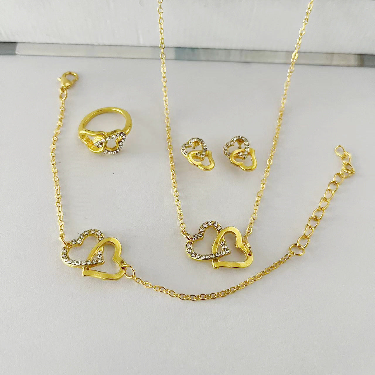 5PCS Fashion Butterfly Pendants Necklace Earrings Ring Bracelet Sets For Women Jewelry Set Bridal Wedding Jewelry Gift - Artigo Importado