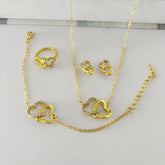5PCS Fashion Butterfly Pendants Necklace Earrings Ring Bracelet Sets For Women Jewelry Set Bridal Wedding Jewelry Gift - Artigo Importado