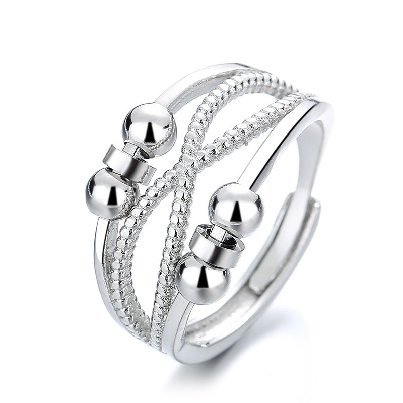 Rotatable Ring With Open Design Fashion Double-layered Hollow Line Anxiety Relief Rings For Women - Artigo Importado