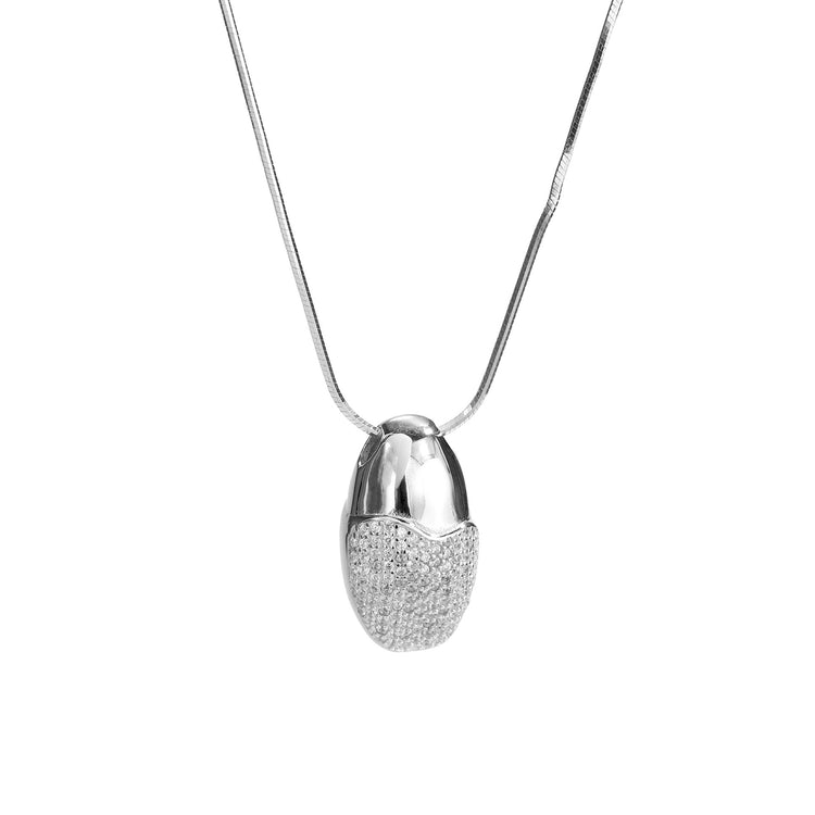 Simple Entire Sterling Silver Diamond-studded Necklace Women - Artigo Importado