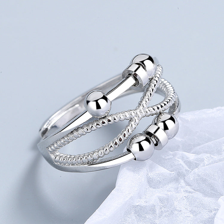 Rotatable Ring With Open Design Fashion Double-layered Hollow Line Anxiety Relief Rings For Women - Artigo Importado